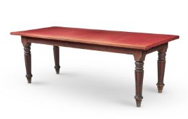 A STAINED PITCH PINE GOTHIC REVIVAL TABLE, CIRCA 1880 AND LATER