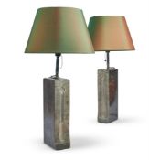 TWO SIMILAR CAST METAL LAMP BASES, FRENCH 1930s