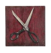 ENGLISH SCHOOL (20TH CENTURY), PAIR OF SCISSORS ON A RED GROUND
