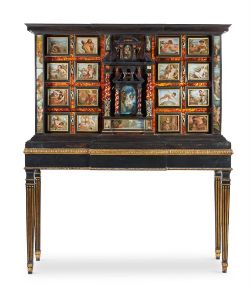 Y A SOUTH ITALIAN VERRE EGLOMISE TORTOISHELL, ROSEWOOD, EBONISED AND EBONY CABINET, LATE 17TH CENTUR