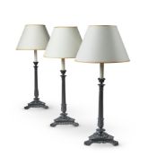 THREE BRONZED TABLE LAMPS IN FRENCH EMPIRE STYLE
