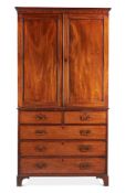 A MAHOGANY LINEN PRESS, COMPRISING ASSOCIATED LATE 18TH CENTURY ELEMENTS