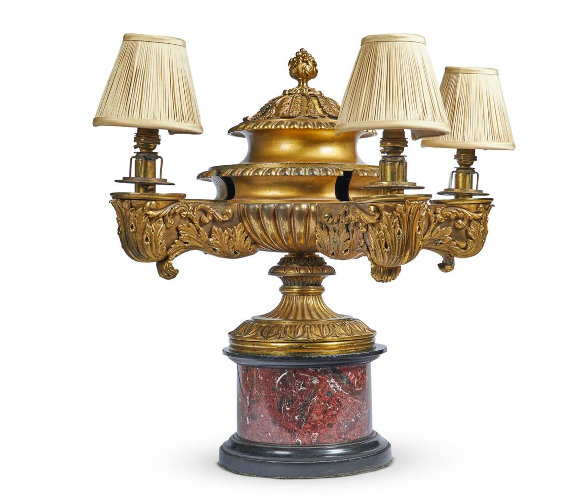 A WILLIAM IV BRASS COLZA LAMP IN THE MANNER OF MESSENGER, CIRCA 1830