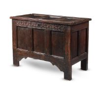 AN OAK COFFER, LATE 17TH CENTURY AND LATER