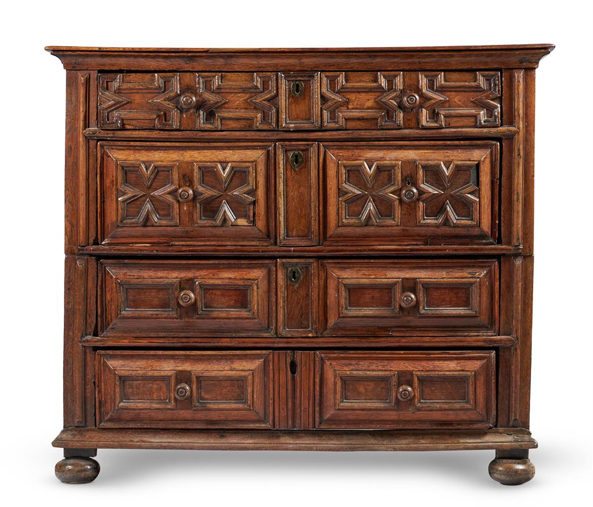 A CHARLES II OAK CHEST OF DRAWERS, LATE 17TH CENTURY