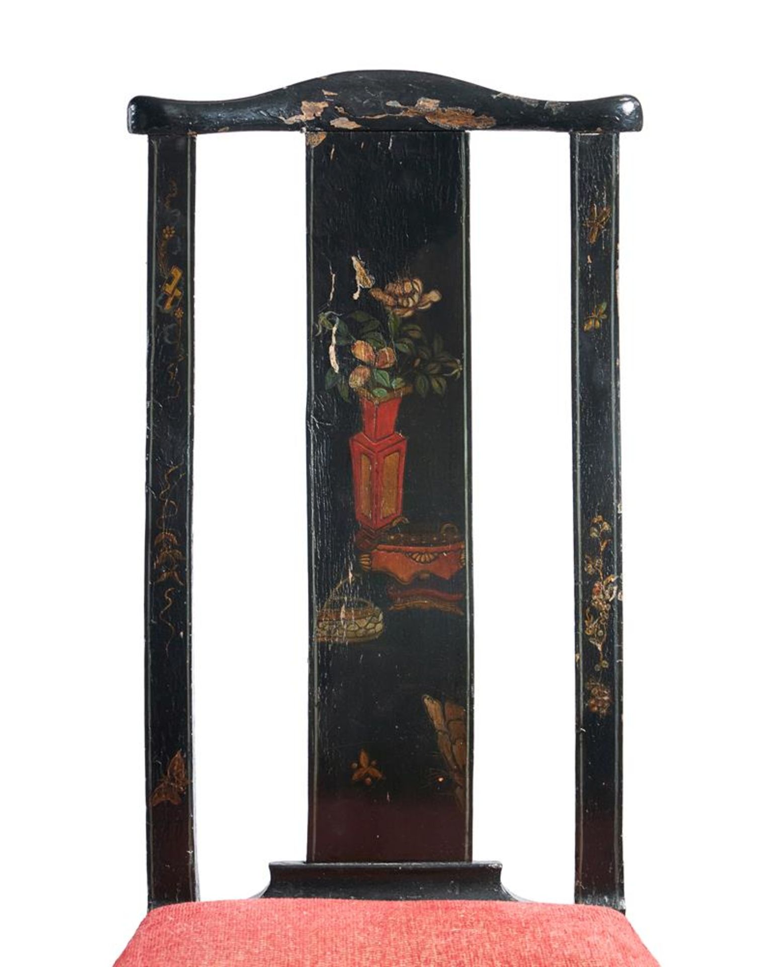 A PAIR OF BLACK LACQUER AND DECORATED SIDE CHAIRS, MID 18TH CENTURY - Image 3 of 3