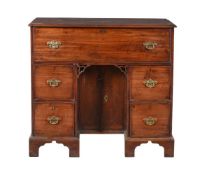 A MAHOGANY HARDWOOD AND INLAID DESK