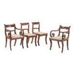 A PAIR OF REGENCY MAHOGANY ELBOW CHAIRS