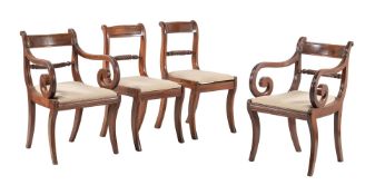 A PAIR OF REGENCY MAHOGANY ELBOW CHAIRS