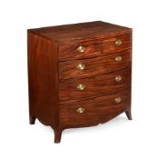 Y A REGENCY MAHOGANY AND EBONY LINE INLAID CHEST OF DRAWERS