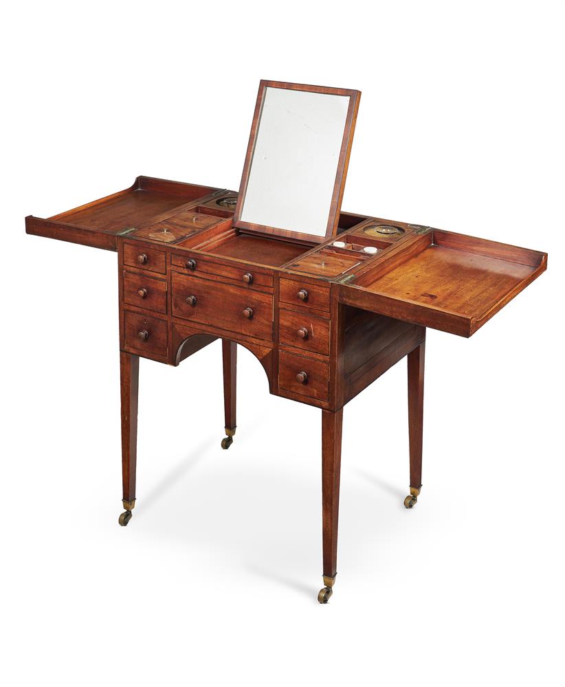 Y A GEORGE III MAHOGANY AND EBONY STRUNG DRESSING TABLE - Image 2 of 3