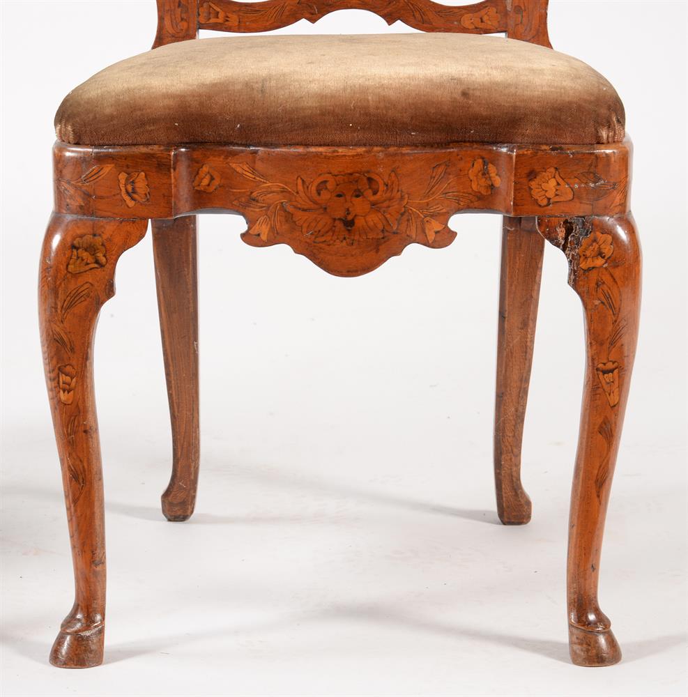 TWO SIMILAR DUTCH WALNUT AND MARQUETRY SIDE CHAIRS - Image 6 of 7