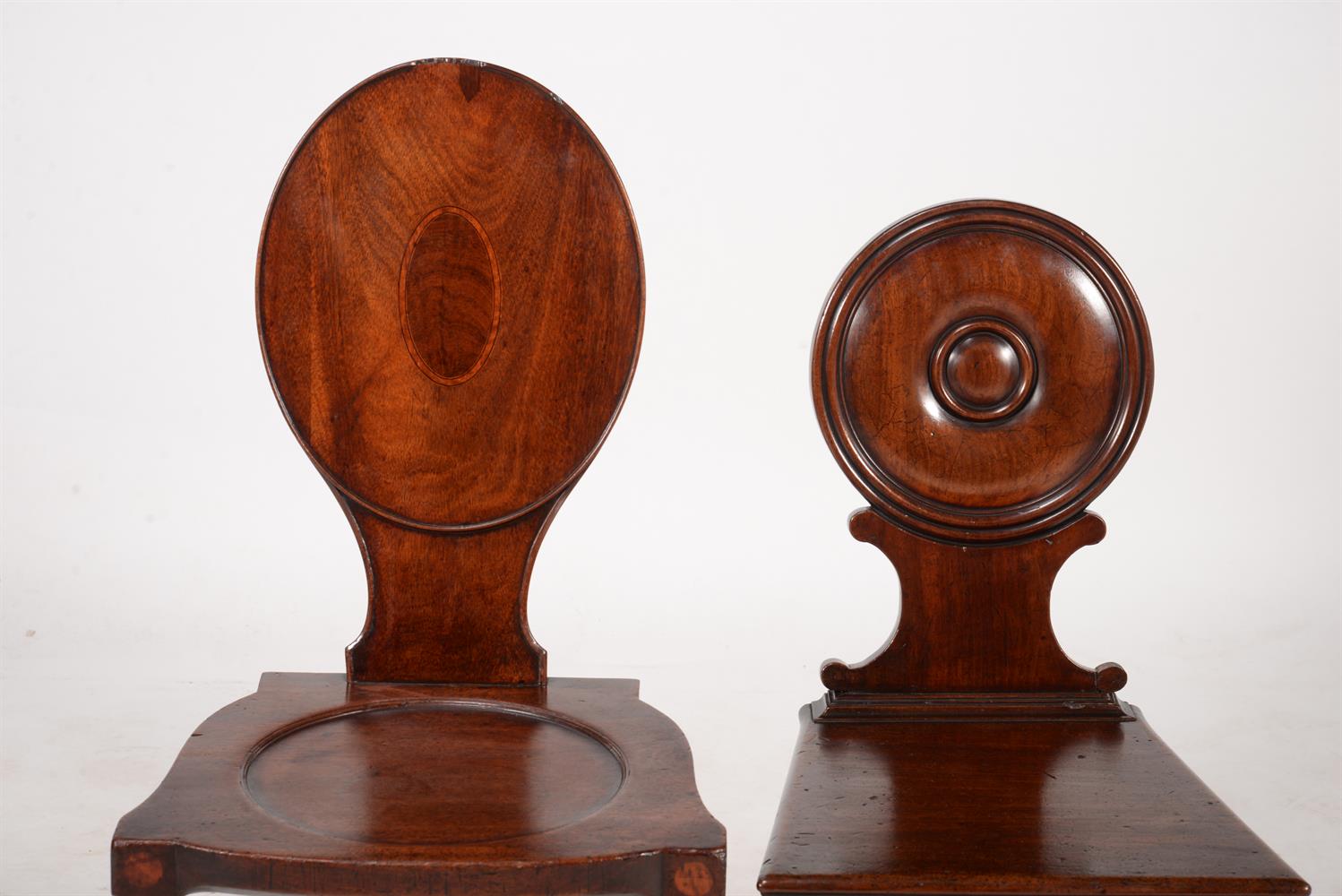 A GROUP OF FOUR VARIOUS MAHOGANY HALL CHAIRS - Image 3 of 3