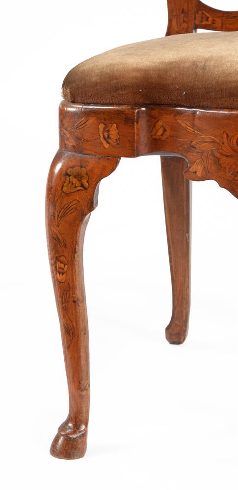 TWO SIMILAR DUTCH WALNUT AND MARQUETRY SIDE CHAIRS - Image 4 of 7
