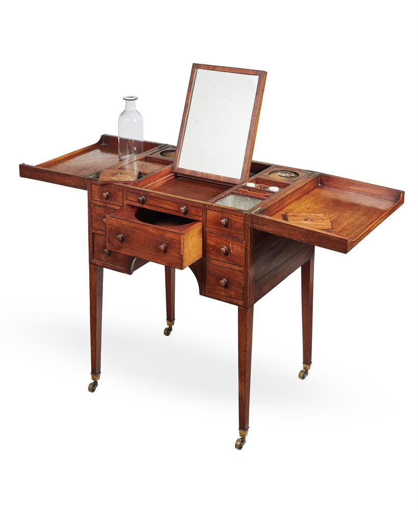 Y A GEORGE III MAHOGANY AND EBONY STRUNG DRESSING TABLE - Image 3 of 3