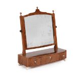 Y A GEORGE III MAHOGANY AND IVORY MOUNTED BOWFRONT DRESSING MIRROR
