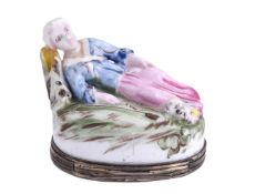 A FRENCH SILVER MOUNTED AND ENAMEL BOX