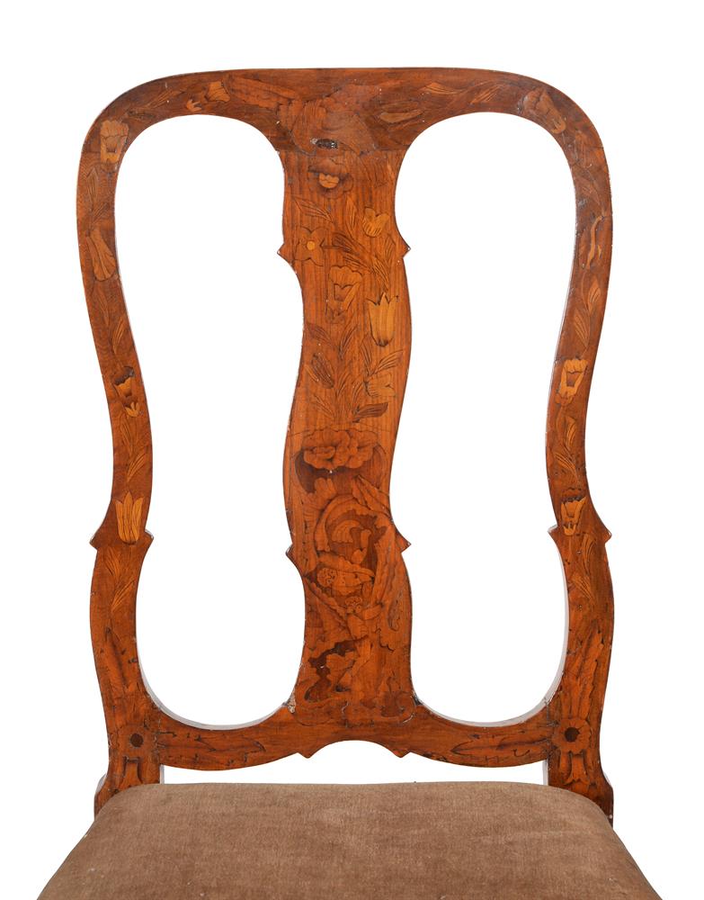 TWO SIMILAR DUTCH WALNUT AND MARQUETRY SIDE CHAIRS - Image 3 of 7