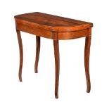 Y A REGENCY ROSEWOOD AND LINE INLAID FOLDING CARD TABLE