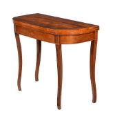 Y A REGENCY ROSEWOOD AND LINE INLAID FOLDING CARD TABLE