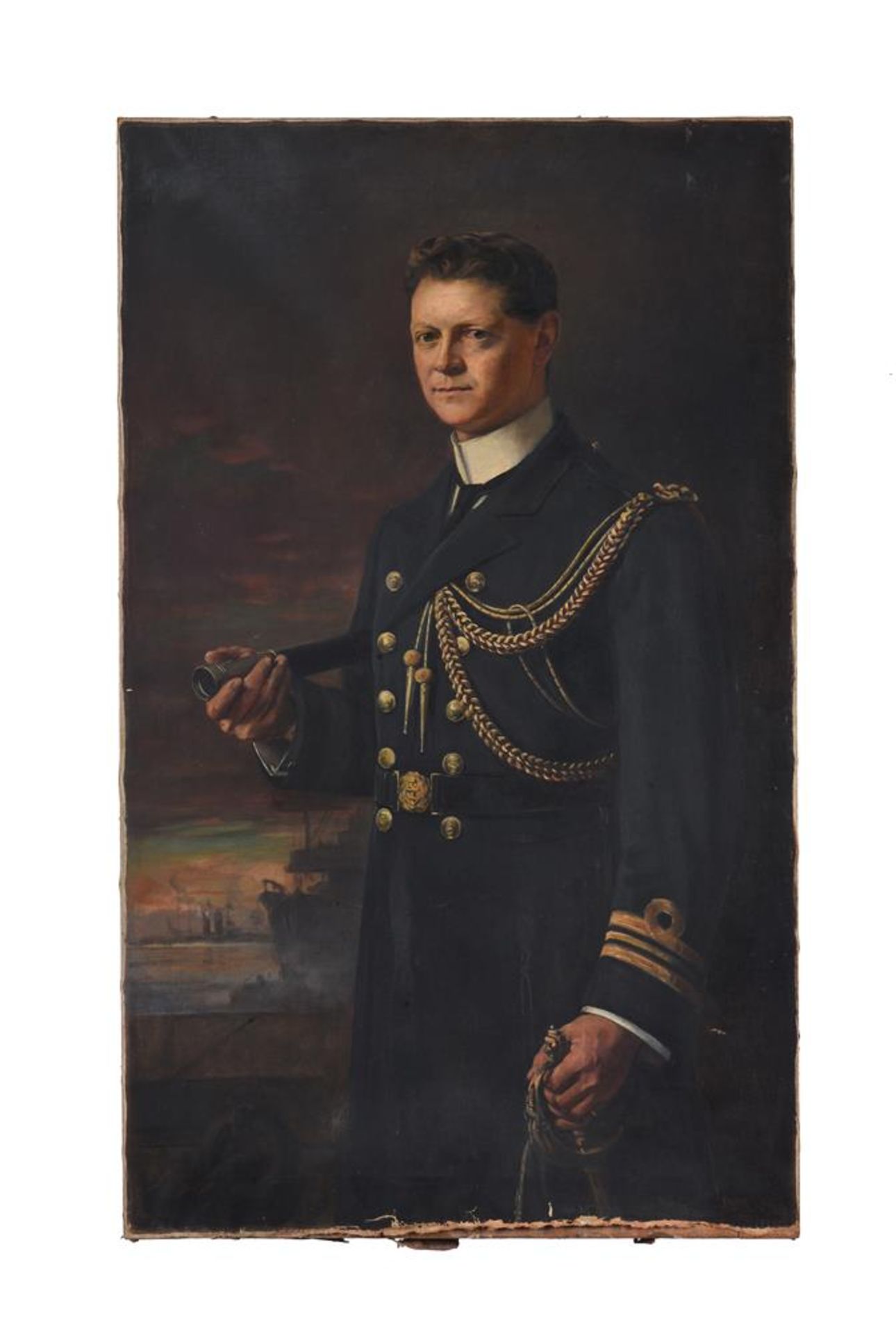 λ FRANK WATSON WOOD (BRITISH 1862-1953), PORTRAIT OF A LIEUTENANT COMMANDER ROYAL NAVY ATTACHÉ - Image 2 of 3