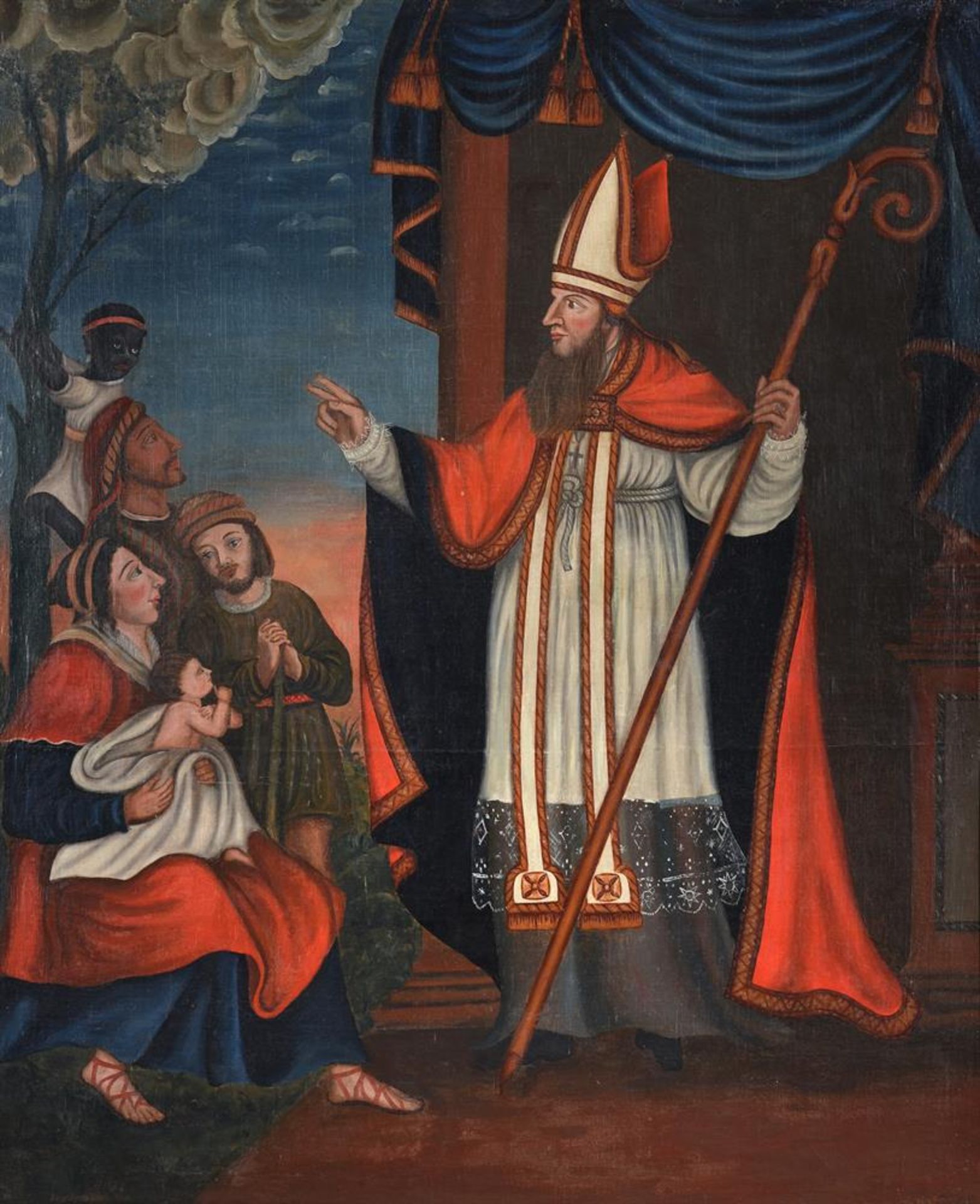 SPANISH PROVINCIAL SCHOOL (19TH CENTURY), A BISHOP BLESSING A FAMILY