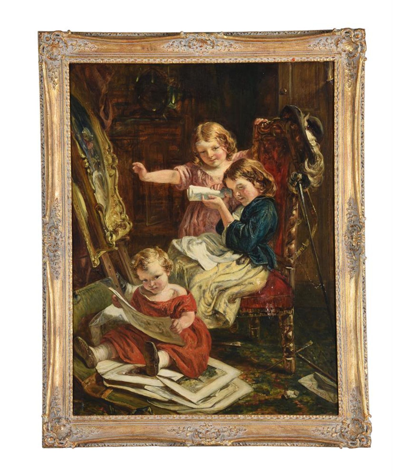 FREDERICK CHARLES UNDERHILL (BRITISH 19TH CENTURY), THE ARTIST'S STUDIO - Image 2 of 3