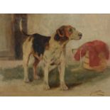 GEORGE WRIGHT (BRITISH 1860-1942), A HOUND BESIDE A HUNTING JACKET