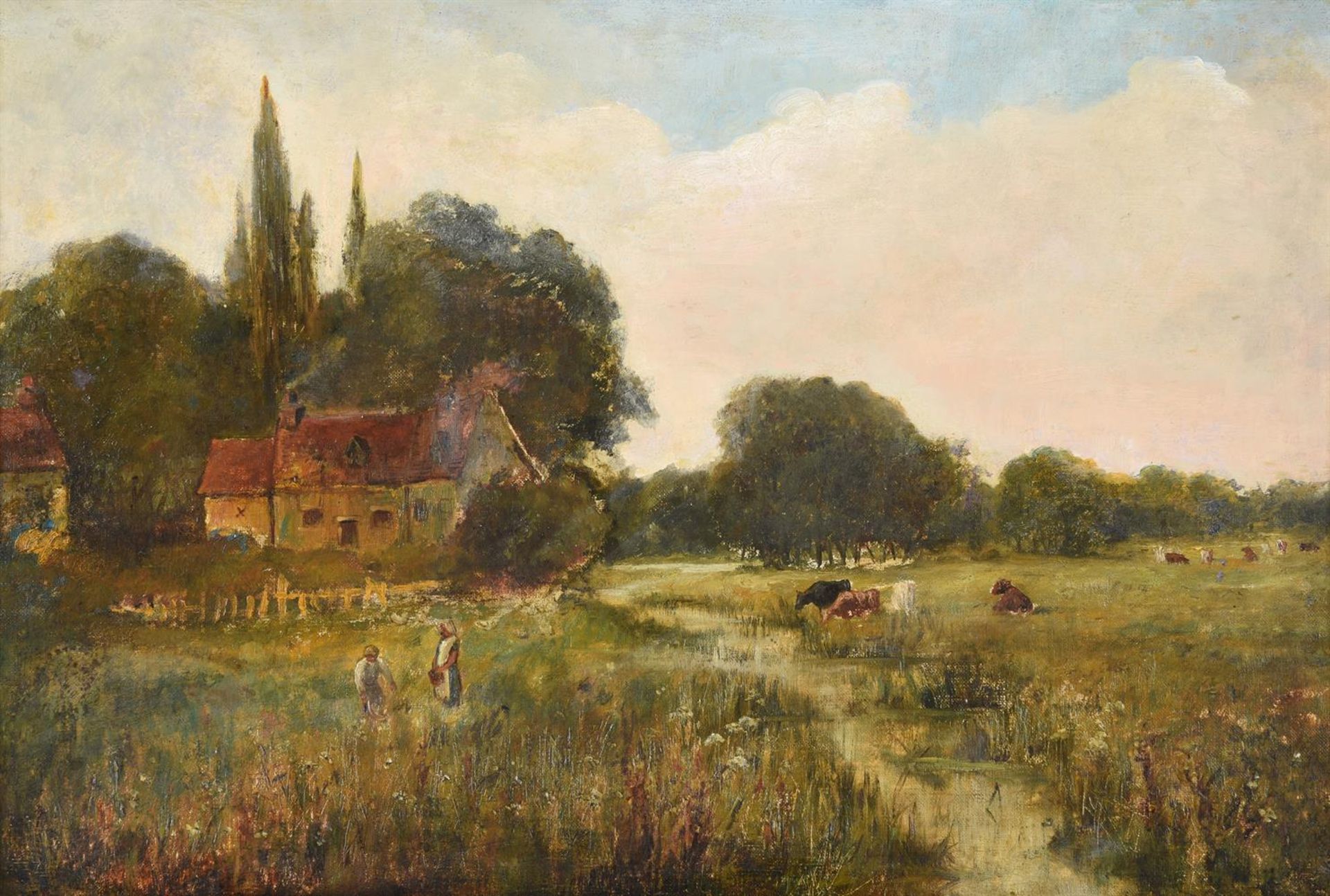 HENRY JOHN YEEND KING (BRITISH 1855-1924), A LANDSCAPE WITH GRAZING CATTLE AND A COTTAGE BY A STREAM - Bild 2 aus 9