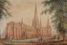 ENGLISH SCHOOL (19TH CENTURY), A VIEW OF LICHFIELD CATHEDRAL