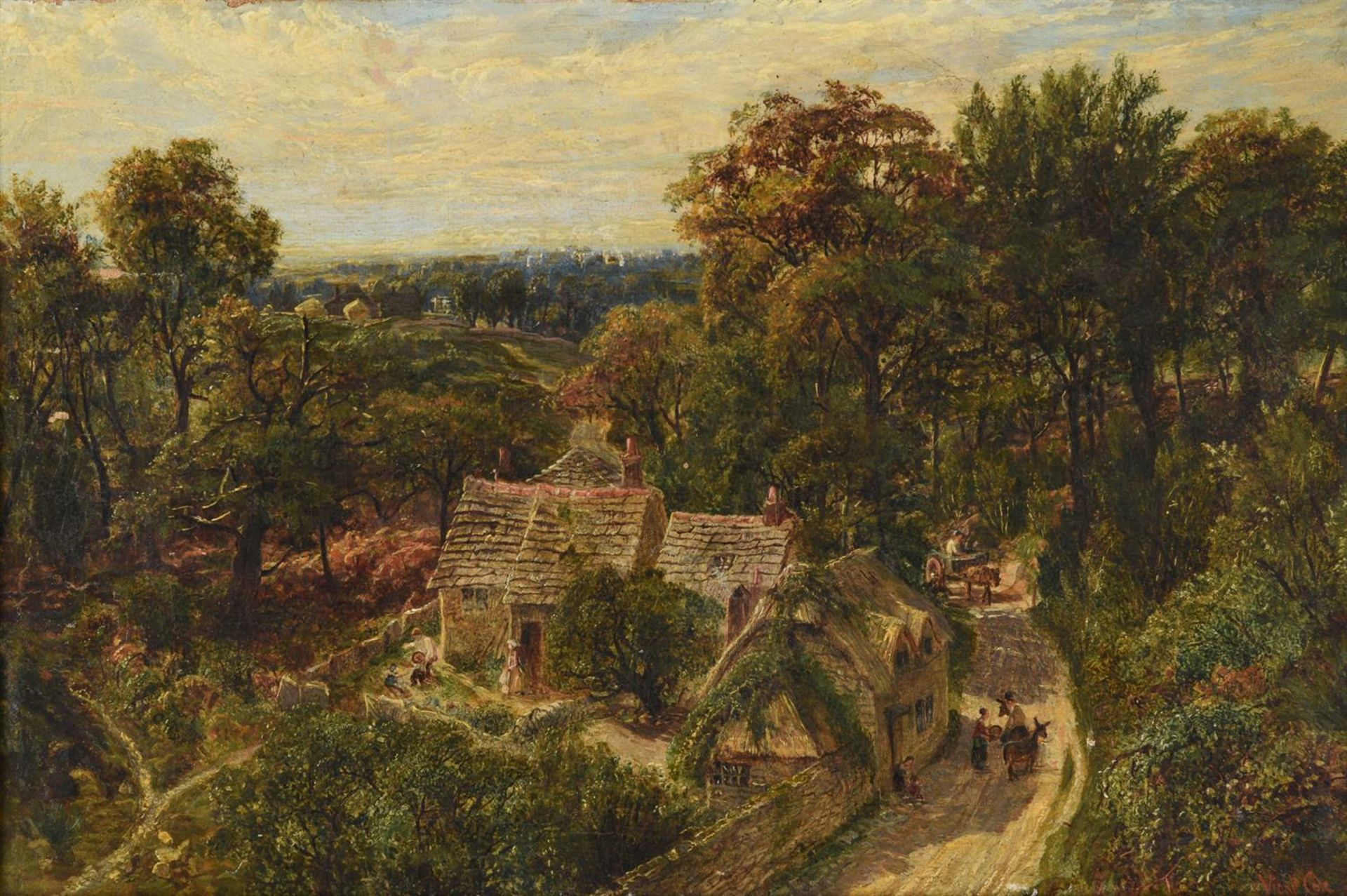 GEORGE VICAT COLE (BRITISH 1833-1893), COTTAGES IN A WOODED LANDSCAPE