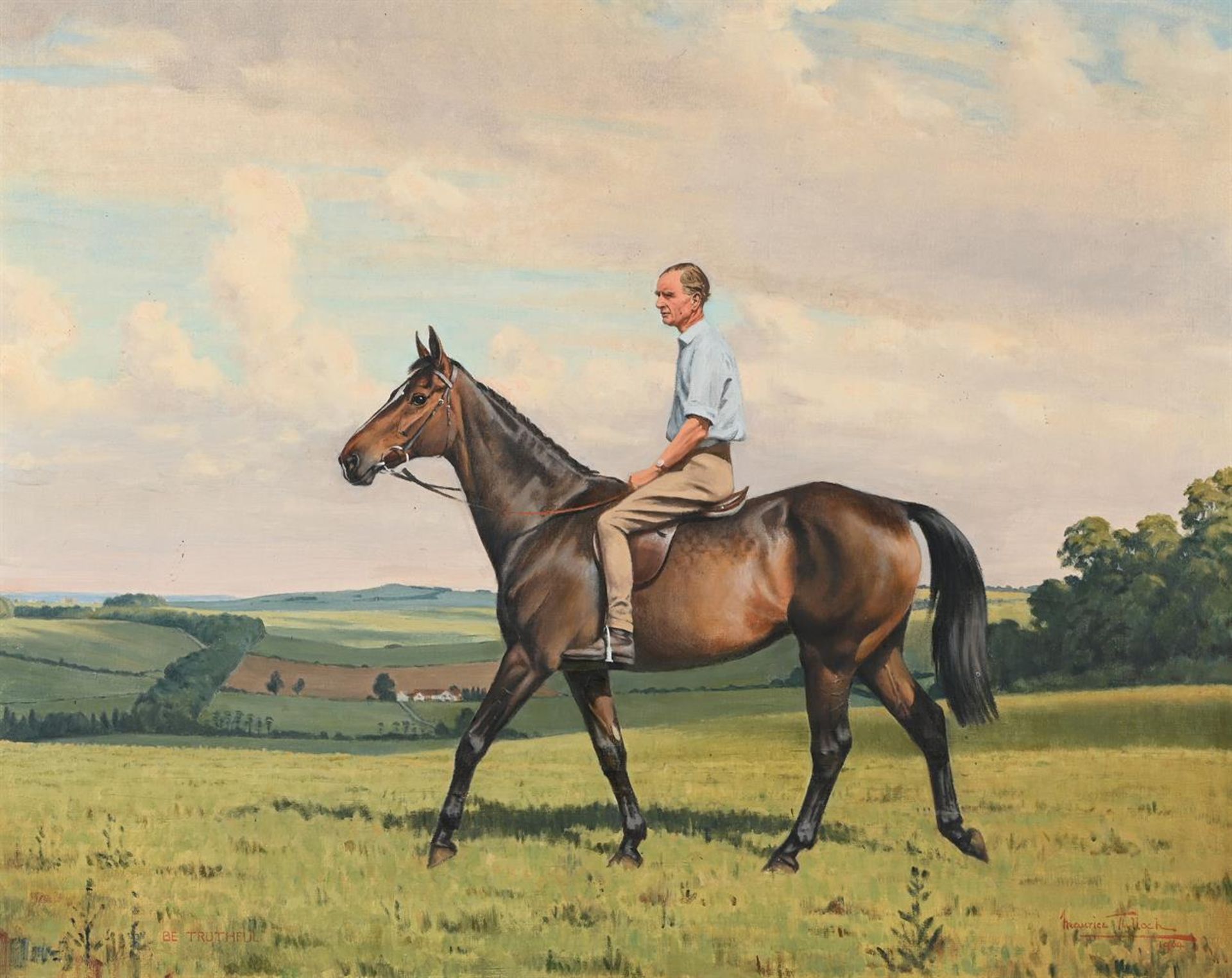 λ MAURICE TULLOCH (BRITISH 1894-1974), BE TRUTHFUL, POINT-TO-POINT, HORSE & RIDER