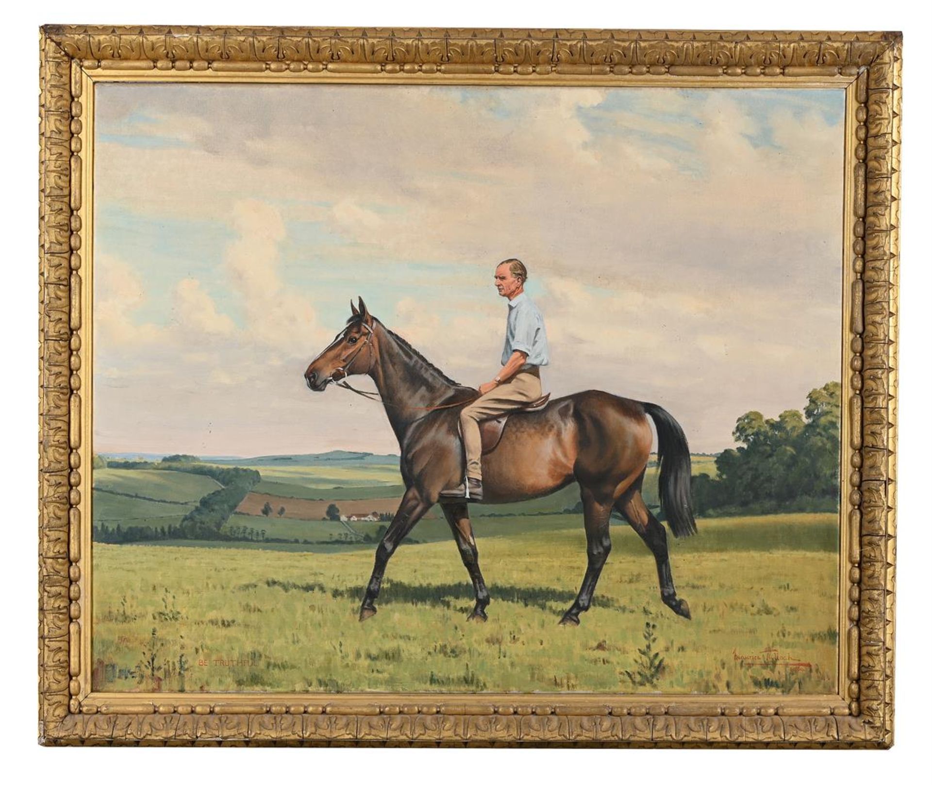 λ MAURICE TULLOCH (BRITISH 1894-1974), BE TRUTHFUL, POINT-TO-POINT, HORSE & RIDER - Image 2 of 3