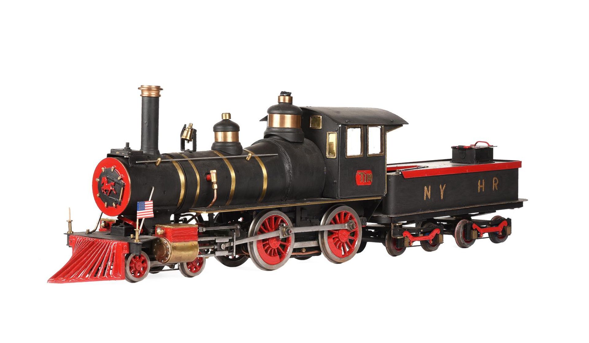 A well-engineered3 1/2 inch gauge model of a 4-4-0 American tender locomotive