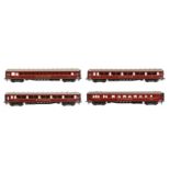 A fine detailed gauge 1 rake of four Metropa Schlafwagon eight-wheeled railway coaches