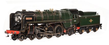 A well-engineered 3 1/2 inch gauge GWR Britannia Class model of a 4-6-2 tender locomotive