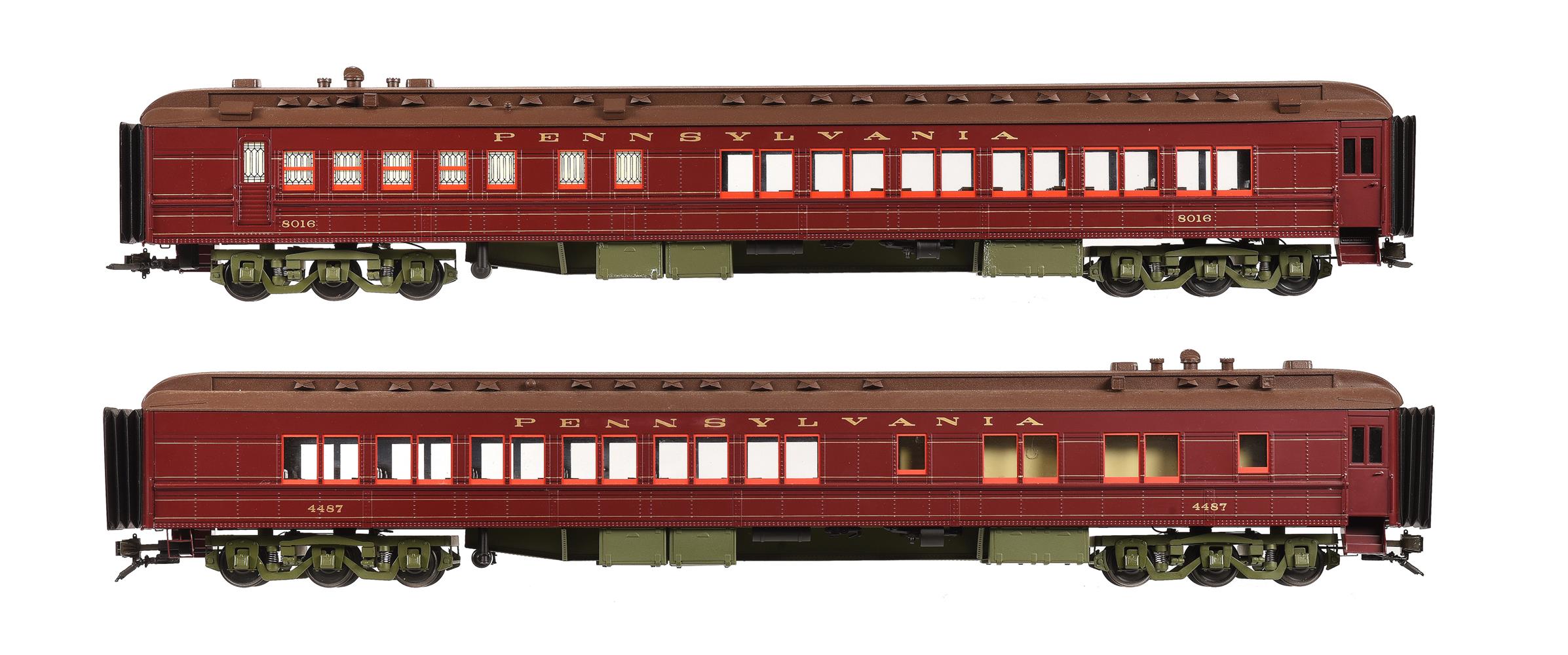 Two fine gauge 1 USA Pennsylvania 12 wheel restaurant cars