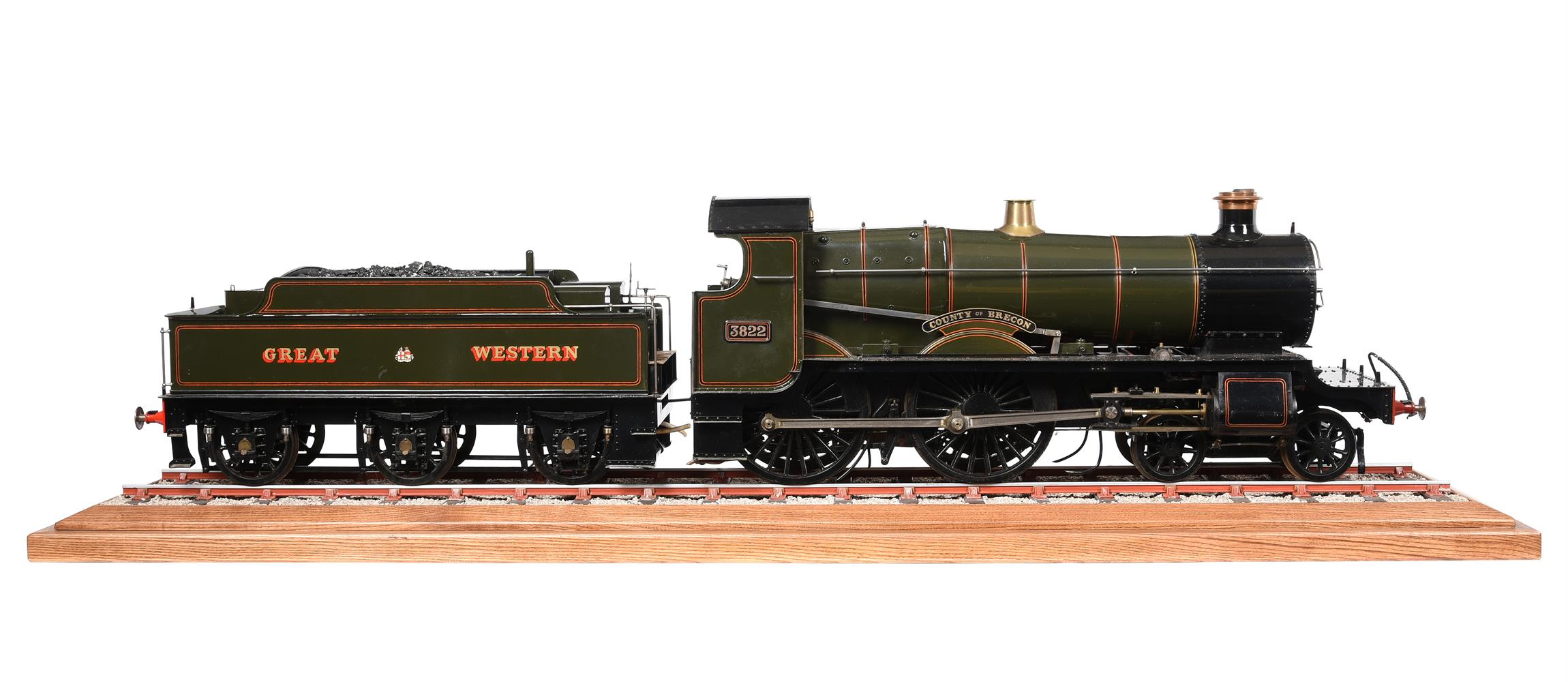 A fine 5 inch gauge model of GWR County Class 4-4-0 locomotive and tender No 3822 'County of Brecon' - Image 2 of 6