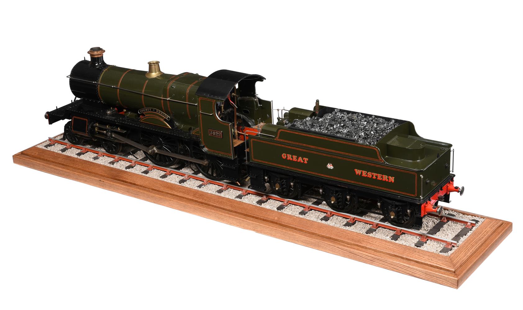A fine 5 inch gauge model of GWR County Class 4-4-0 locomotive and tender No 3822 'County of Brecon' - Image 5 of 6
