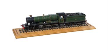 A gauge 1 model of a Great Western Railway 4-6-0 tender locomotive No 5040 'Stokesay Castle'