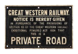 A Great Western Railway cast iron sign