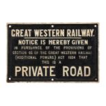 A Great Western Railway cast iron sign