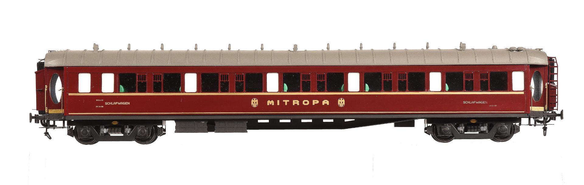 A fine detailed gauge 1 rake of four Metropa Schlafwagon eight-wheeled railway coaches - Image 5 of 5