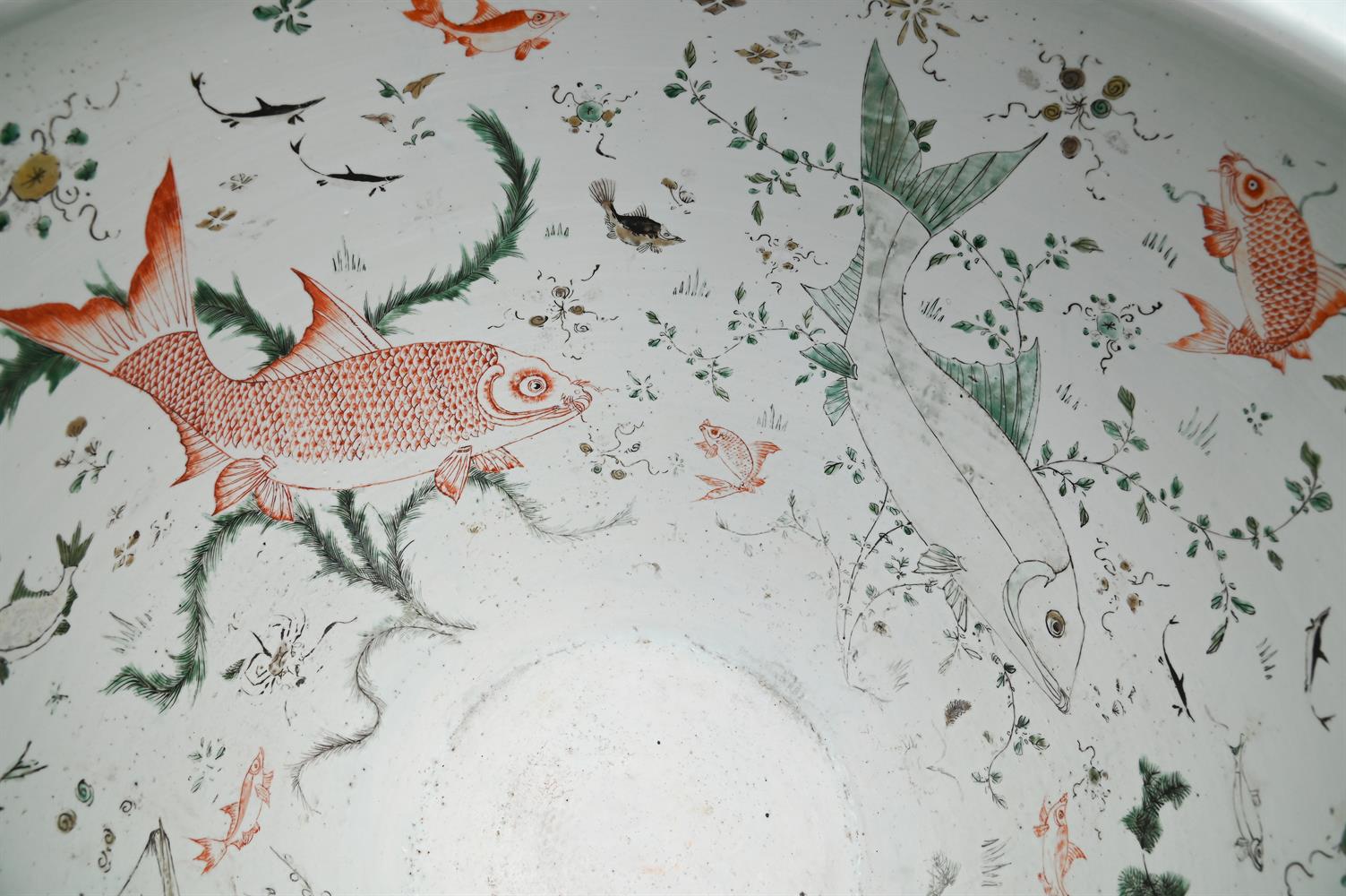 A very large Chinese powder-blue ground and gilt fish bowl - Image 5 of 6