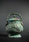 A fine Chinese bronze ritual wine vessel and cover