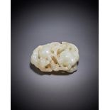 A good Chinese white jade carving of cats