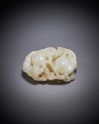 A good Chinese white jade carving of cats