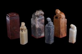 A group of various Chinese soapstone seals