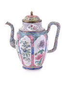 A Chinese Canton enamel tea pot and cover