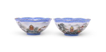 A pair of Chinese 'Egg shell' porcelain octagonal bowls